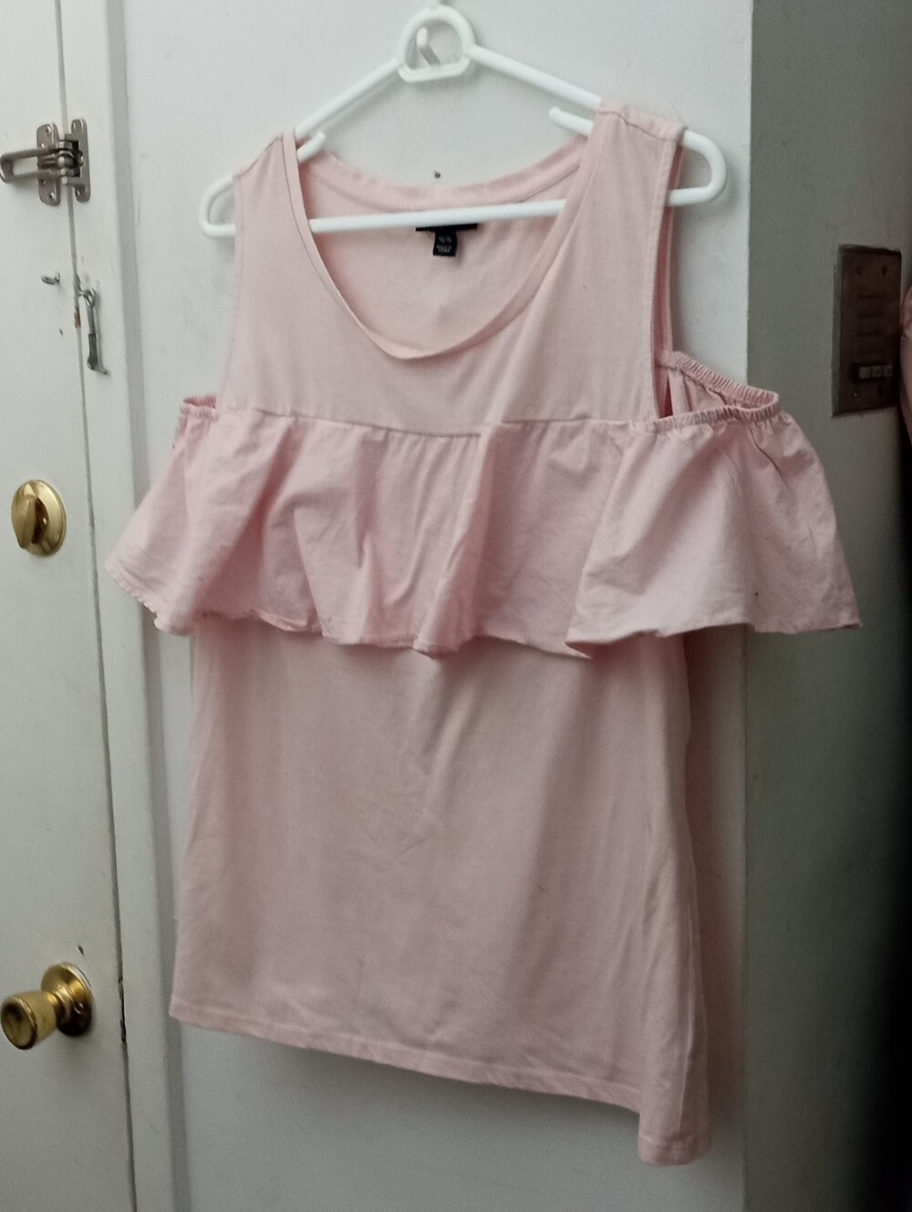 Lane Bryant Pink Cold-Shoulder Ruffle Tank